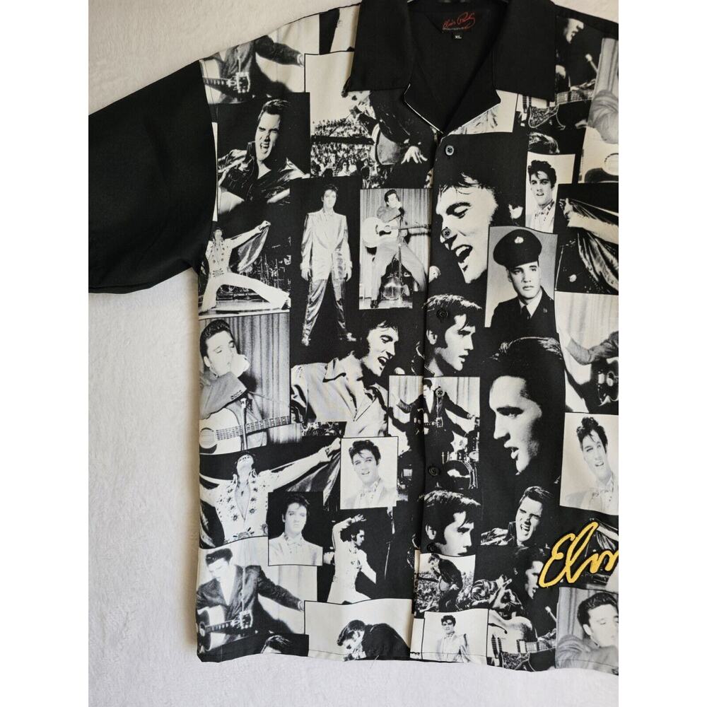 ELVIS PRESLEY Button Up Shirt Men's Size XL , Black‎ and White, Embroidered - Picture 4 of 16